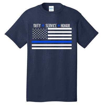 Blue Ribbon USA Flag Support Police Tall T-Shirt