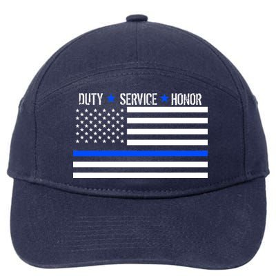 Blue Ribbon USA Flag Support Police 7-Panel Snapback Hat