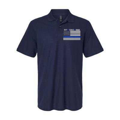 Blue Ribbon USA Flag Support Police Softstyle Adult Sport Polo