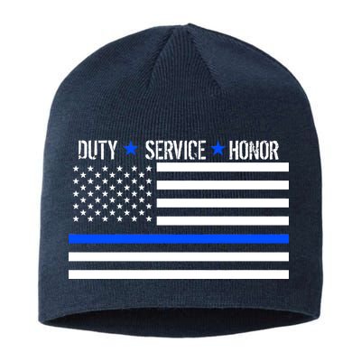 Blue Ribbon USA Flag Support Police Sustainable Beanie