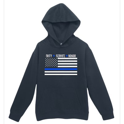 Blue Ribbon USA Flag Support Police Urban Pullover Hoodie