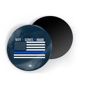 Blue Ribbon USA Flag Support Police Magnet