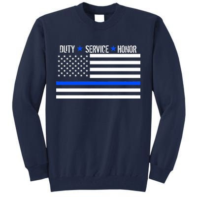 Blue Ribbon USA Flag Support Police Tall Sweatshirt