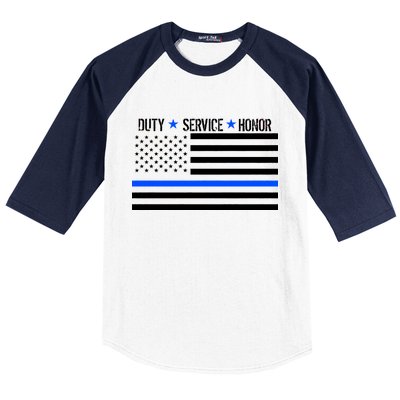 Blue Ribbon USA Flag Support Police Baseball Sleeve Shirt