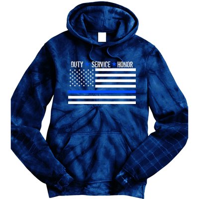 Blue Ribbon USA Flag Support Police Tie Dye Hoodie