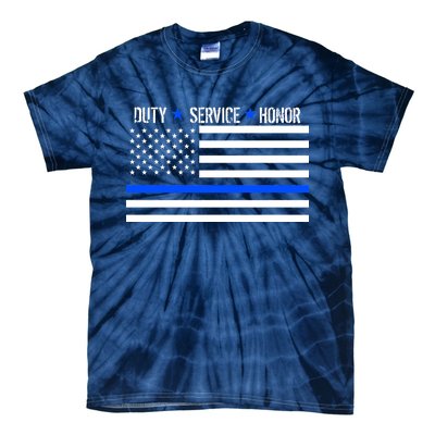 Blue Ribbon USA Flag Support Police Tie-Dye T-Shirt