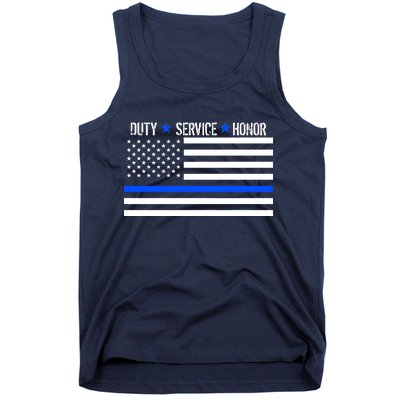 Blue Ribbon USA Flag Support Police Tank Top