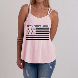 Blue Ribbon USA Flag Support Police Women's Strappy Tank