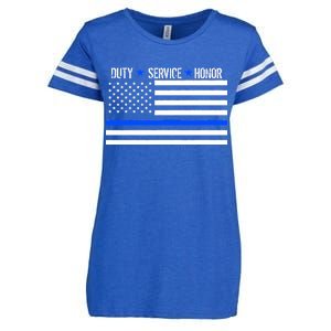 Blue Ribbon USA Flag Support Police Enza Ladies Jersey Football T-Shirt