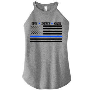 Blue Ribbon USA Flag Support Police Women's Perfect Tri Rocker Tank