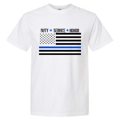 Blue Ribbon USA Flag Support Police Garment-Dyed Heavyweight T-Shirt