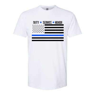 Blue Ribbon USA Flag Support Police Softstyle CVC T-Shirt