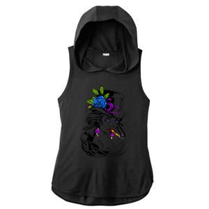 Blue Rose Smoking Lady Icon Ladies PosiCharge Tri-Blend Wicking Draft Hoodie Tank