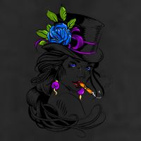 Blue Rose Smoking Lady Icon 7 Panel Mesh Trucker Snapback Hat