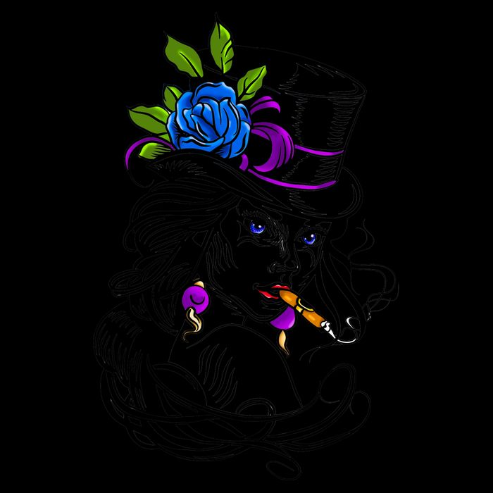 Blue Rose Smoking Lady Icon USA-Made Doggie Bandana