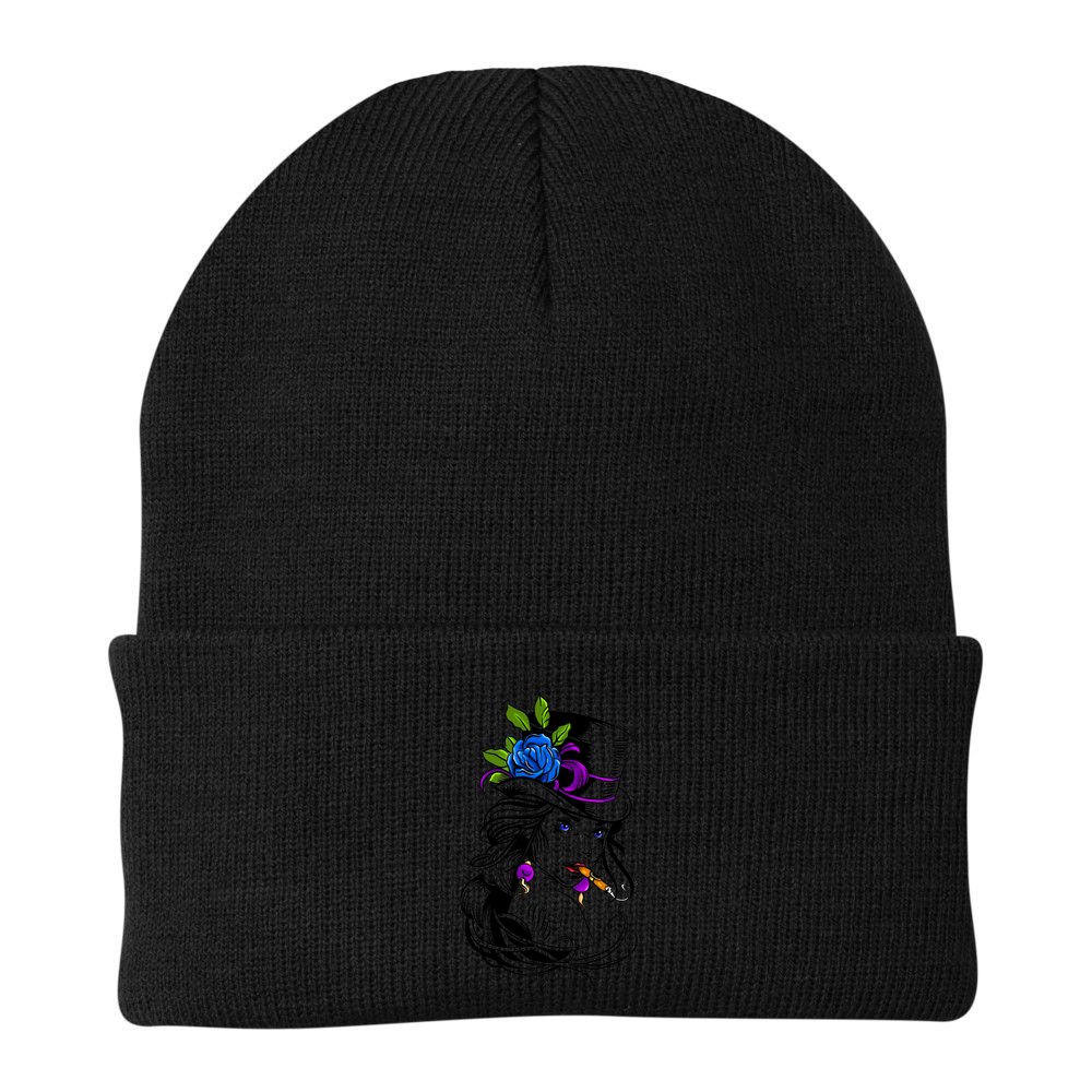 Blue Rose Smoking Lady Icon Beanie