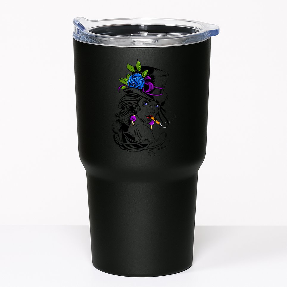 Blue Rose Smoking Lady Icon Tumbler