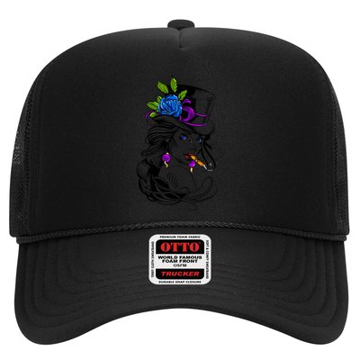 Blue Rose Smoking Lady Icon Trucker Hat