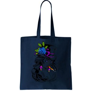 Blue Rose Smoking Lady Icon Tote Bag