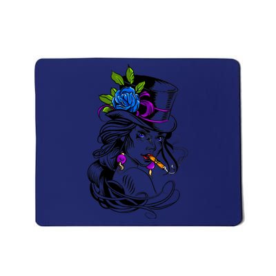 Blue Rose Smoking Lady Icon Mousepad