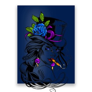 Blue Rose Smoking Lady Icon Poster