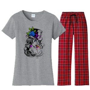 Blue Rose Smoking Lady Icon Women's Flannel Pajama Set