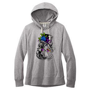 Blue Rose Smoking Lady Icon Women's Fleece Hoodie