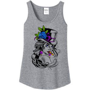 Blue Rose Smoking Lady Icon Ladies Essential Tank