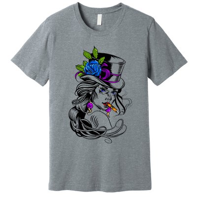Blue Rose Smoking Lady Icon Premium T-Shirt