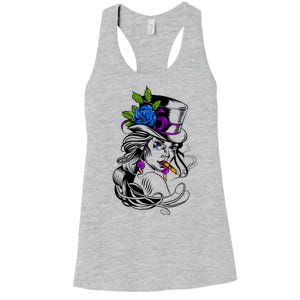 Blue Rose Smoking Lady Icon Women's Racerback Tank