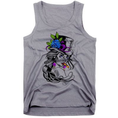 Blue Rose Smoking Lady Icon Tank Top