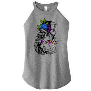 Blue Rose Smoking Lady Icon Women's Perfect Tri Rocker Tank