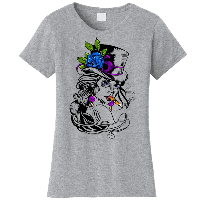 Blue Rose Smoking Lady Icon Women's T-Shirt