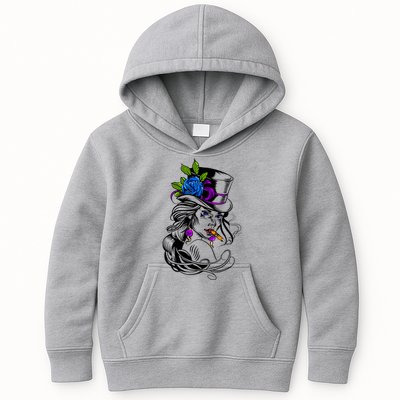 Blue Rose Smoking Lady Icon Kids Hoodie