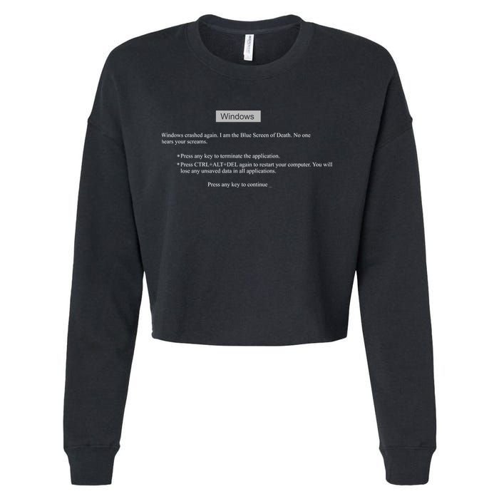 Blue Screen Of Death Windows Cropped Pullover Crew