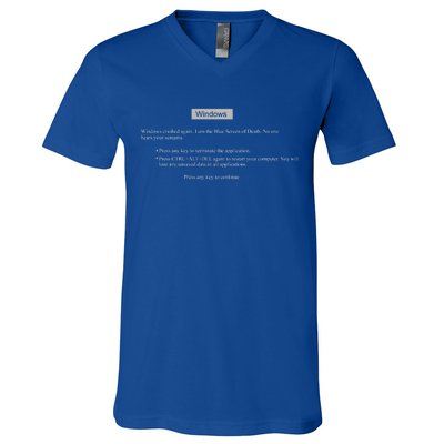 Blue Screen Of Death Windows V-Neck T-Shirt