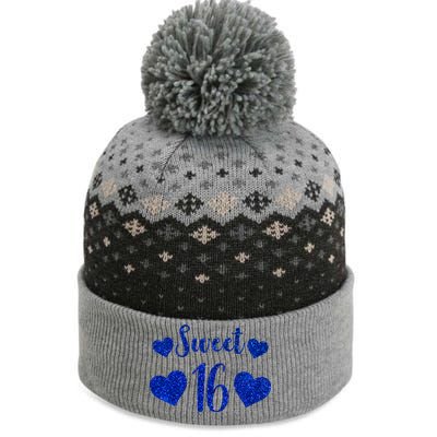  Blue Sparkle Sweet 16 Birthday  The Baniff Cuffed Pom Beanie