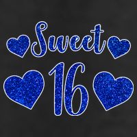  Blue Sparkle Sweet 16 Birthday  7 Panel Mesh Trucker Snapback Hat