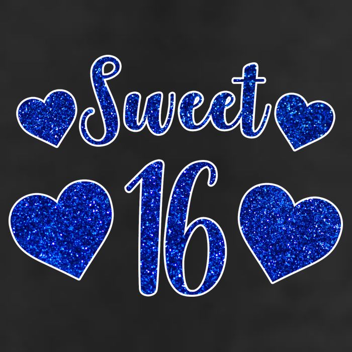  Blue Sparkle Sweet 16 Birthday  7 Panel Mesh Trucker Snapback Hat