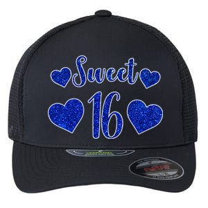  Blue Sparkle Sweet 16 Birthday  Flexfit Unipanel Trucker Cap