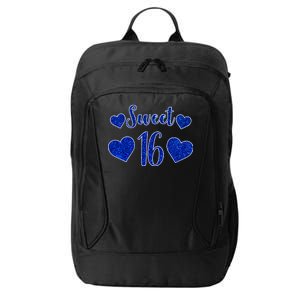  Blue Sparkle Sweet 16 Birthday  City Backpack