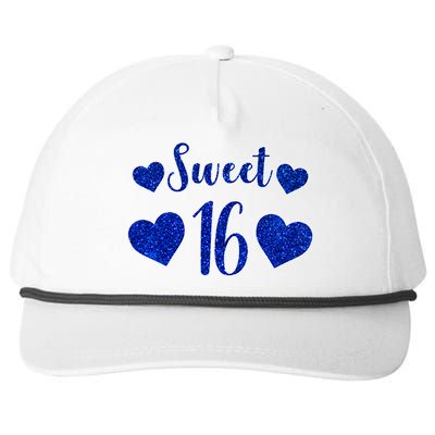  Blue Sparkle Sweet 16 Birthday  Snapback Five-Panel Rope Hat