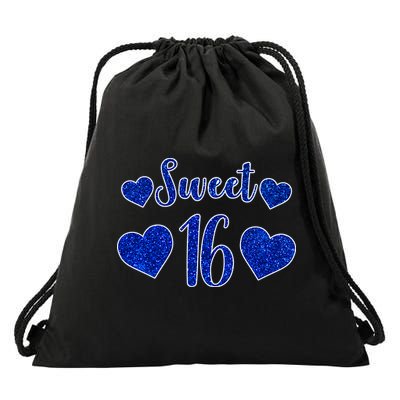  Blue Sparkle Sweet 16 Birthday  Drawstring Bag