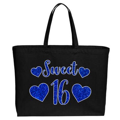  Blue Sparkle Sweet 16 Birthday  Cotton Canvas Jumbo Tote