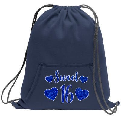  Blue Sparkle Sweet 16 Birthday  Sweatshirt Cinch Pack Bag