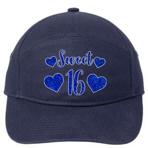  Blue Sparkle Sweet 16 Birthday  7-Panel Snapback Hat