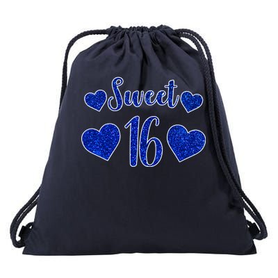  Blue Sparkle Sweet 16 Birthday  Drawstring Bag