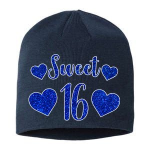  Blue Sparkle Sweet 16 Birthday  Sustainable Beanie