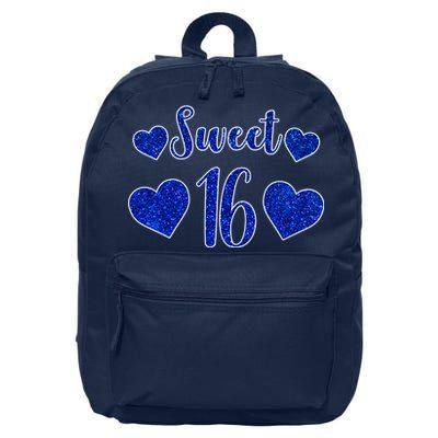  Blue Sparkle Sweet 16 Birthday  16 in Basic Backpack