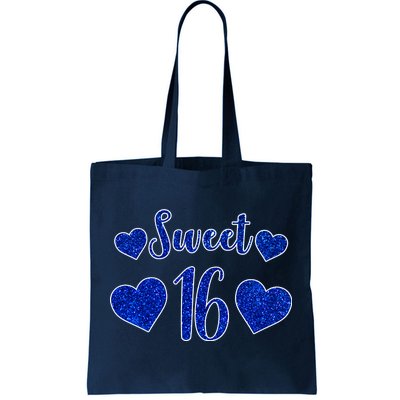  Blue Sparkle Sweet 16 Birthday  Tote Bag